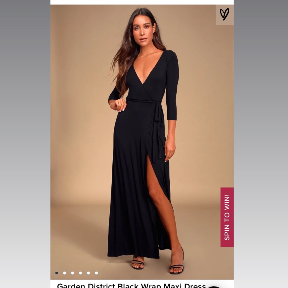 NWT Lulu’s Garden District Black Wrap Maxi Dress